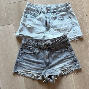 Garage Women's Ripped Jean Shorts - Light Blue and Dark Gray